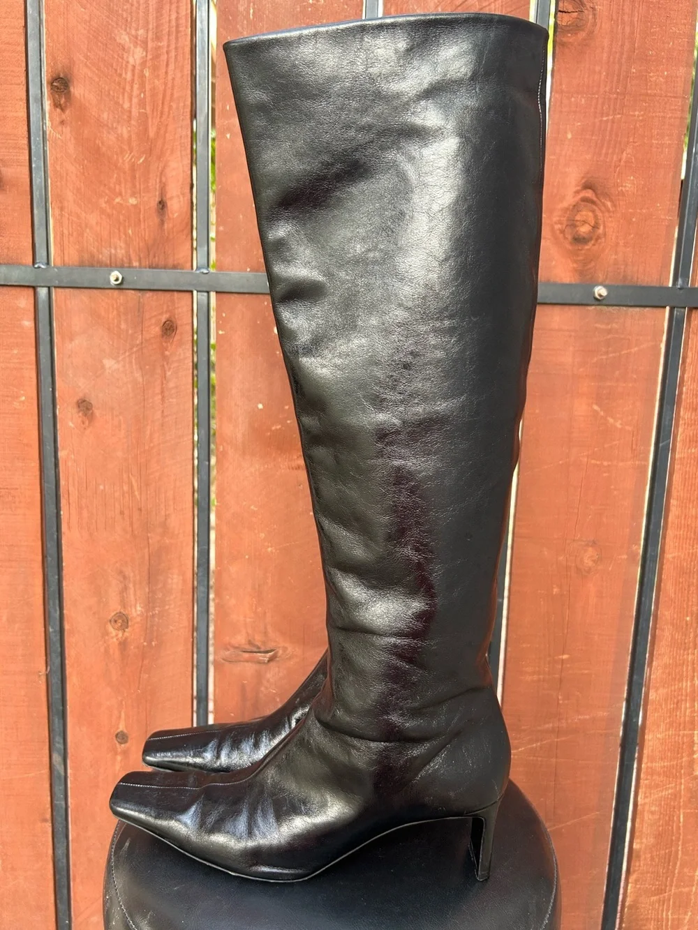 Khaite Ona Knee High Boots Black Leather - size 40EU